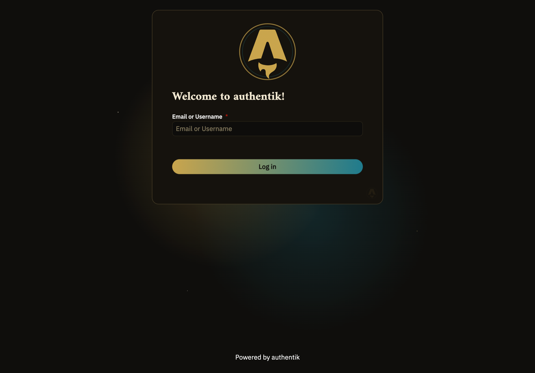 Authentik login screen